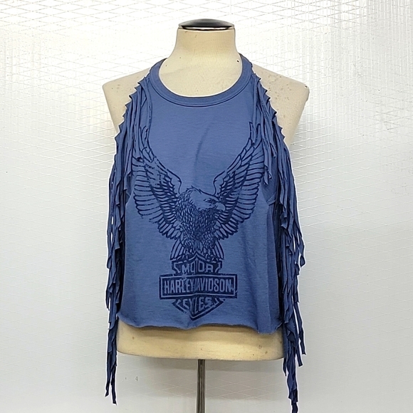 Harley-Davidson Tops - Harley-Davidson Women's Blue Fringe Graphic Tank